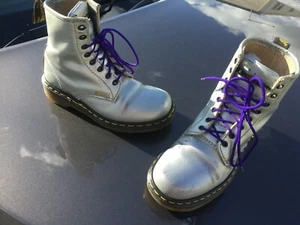 Vintage Dr Martens 1460 silver leather boots UK 4 EU 37 Made in England - Picture 1 of 9