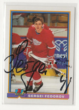 Sergei Fedorov Auto Autograph 1991-92 Bowman Hockey card #50 Signed card EX