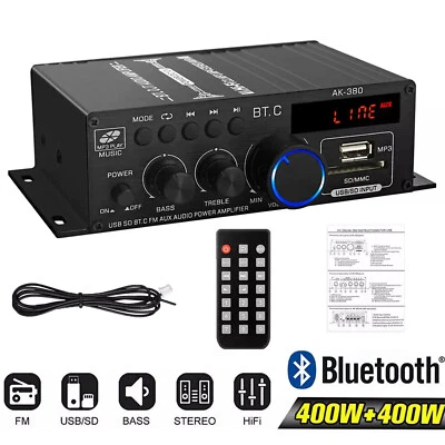 800W 2 Channel Mini HIFI Power Amplifier Bluetooth Audio Stereo Amp for Car Home