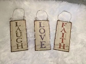 Wall Décor Laugh Love Faith 8 X 4 Each Wall Hangings - Picture 1 of 7