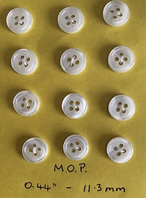 12 VTG Mother Of Pearl/Natural 4-Hole Sew Through Buttons~Excellent Condition - Image 1 of 2