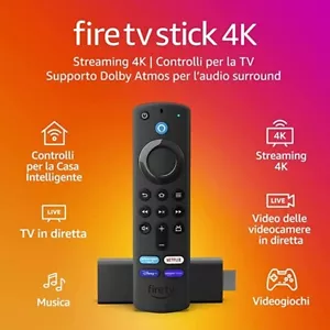 FIRE TV STICK 4K Wi-Fi CON TELECOMANDO VOCALE ALEXA E COMANDI PER LA TV