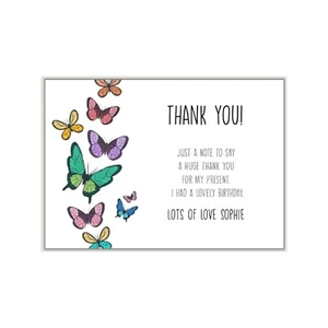 BUTTERFLY THANK YOU CARDS and iinvites, pk 10, girls pink birthday party st24 - Picture 1 of 11