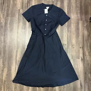 Abito camicia J CREW bottoni davanti donna 00 cotone popeline blu navy preppy boho - Foto 1 di 10
