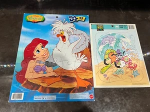 LOT of 2 Kid’s VTG Disney Frame Tray Puzzle Board Goofy And The Little Mermaid - Picture 1 of 11