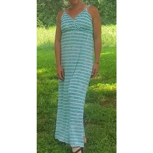 New York & Company twisted strap faux wrap maxi dress stripe large - Picture 1 of 6