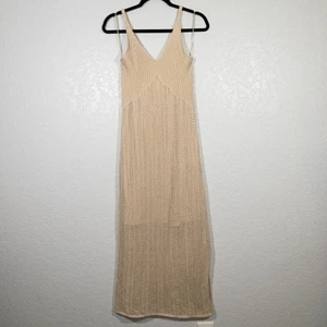 Maxi abito all'uncinetto beige nuovo Freshman 1996 taglia large - Foto 1 di 8