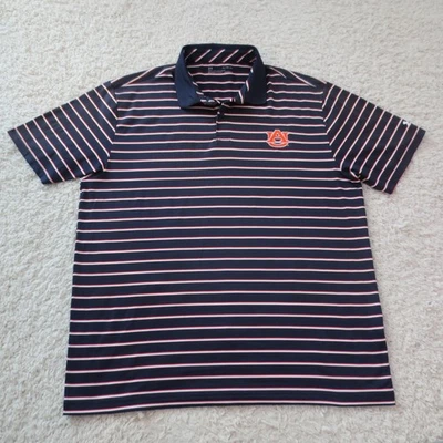 Auburn Tigers Shirt Mens XL Blue Orange Striped Football Polo Under Armour - Image 1 of 4