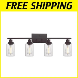 Dimmable Bronze Wall Light with Clear Glass - Ideal for Bathroom or Living Room - Picture 1 of 9