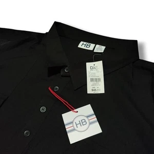 HB Harbor Bay DXL Shirt Mens 6XL Black 1/4 Button Long Sleeve Shirt Brand New - Picture 1 of 10