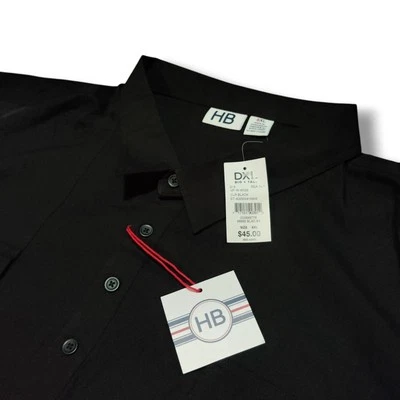 HB Harbor Bay DXL Shirt Mens 6XL Black 1/4 Button Long Sleeve Shirt Brand New - Image 1 of 4