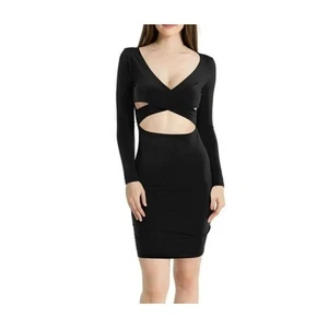 Sexy Vestido Bodycon The Nadia Negro Y2K Reversible Espalda Abierta Vientre MEDIANO Baddie - Imagen 1 de 12