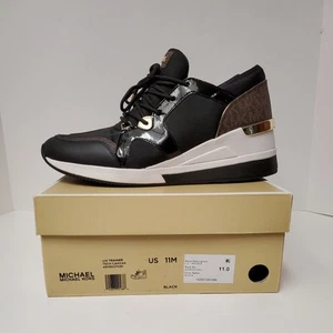 Michael Kors Liv Trainer Black MK Logo Canvas Sneakers Athletic Shoes Size 11 M. - Picture 1 of 24