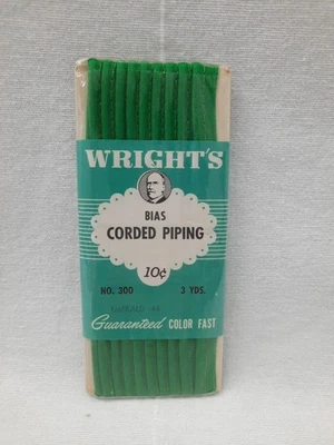 Tubería con cable sesgada nueva en paquete de colección ~ verde esmeralda ~ 100 % algodón ~ borde de costura 3 yardas Foto 1 de 4