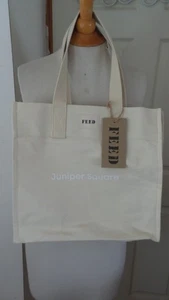 NWT FREE CREAM CANVAS Straps TOTE BAG Purse/Shopping Tote/Books Juniper Square - Picture 1 of 10