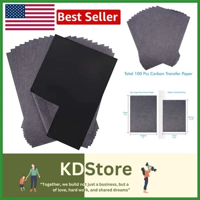 Papel de calco de transferencia de carbono negro, 100 hojas, 9x13 pulgadas Foto 1 de 4