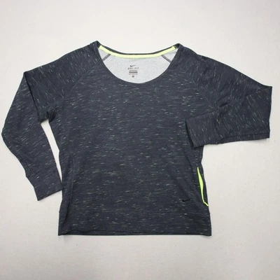 Nike Dri-FIT Sweatshirt Pullover Women Medium Neon Black Long Sleeve Running Top - Image 1 of 4