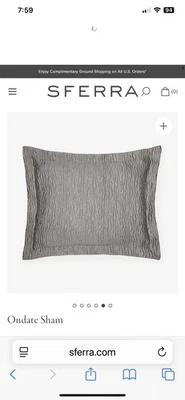 Sferra Ondate 2  Standard  Sham Gunmetal  Two Toned Textured Cotton Italy NEW - Изображение 1 из 4