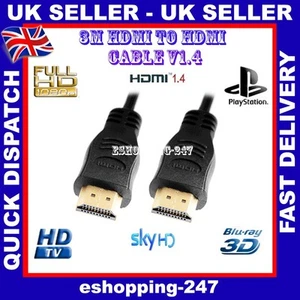 3M Meter HDMI a 3D fotocamera digitale V1.4 cavo per HD TV Xbox LCD DVD computer portatile A130 - Foto 1 di 1