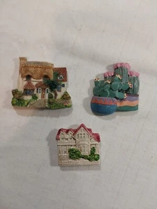 Figi Graphics Ceramic Cactus Pots Vacation House Village Ref Magnet Lot of 3 - Picture 1 of 15
