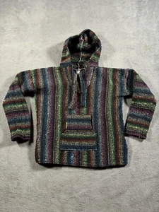 Baja Poncho Sweater Kids Youth Medium Hoodie Pullover Drug Rug Beach Bum Rasta - Picture 1 of 9