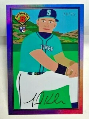 Jarred Kelenic 2021 Topps X 1989 Bowman by Keith Shore Purple Refractor RC #d/25 - Image 1 of 2