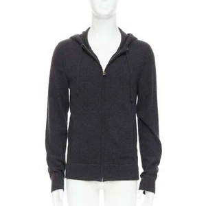 DOLCE GABBANA 100% cashmere grey silver logo zip hoodie IT48 M - Picture 1 of 10