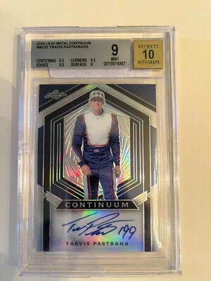2023 Leaf Metal Continuum Travis Pastrana Prismatic Autograph card Beckett 9 10 - Image 1 of 2