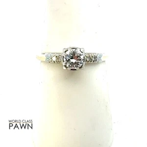 14K 2 Tone Vintage Diamond Engagement Ring .39 Cttw Size 7.5 (WCP024642) - Picture 1 of 7