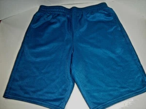 ATHLETIC SHORTS Unisex Blue Quick Dry with Pockets Elastic Tie Waist  L 10/12 - Picture 1 of 10