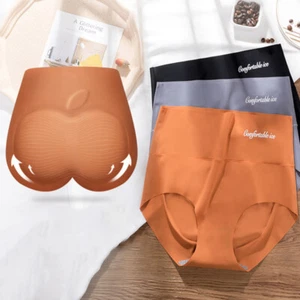 Women High Waist Ice Silk Briefs Seamless Knickers Panties Underwear Underpants - Picture 1 of 33