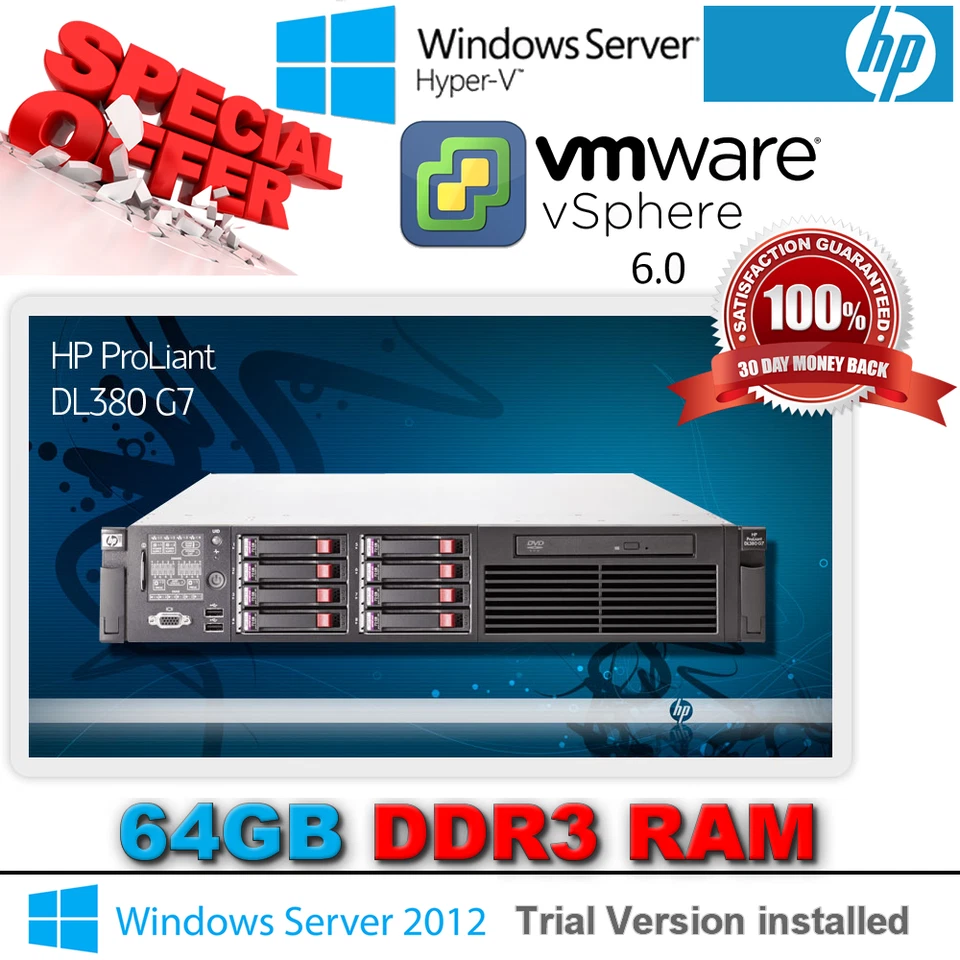 HP ProLiant DL380 G7 2x X5670 2.93GHz 6-core CPU 64GB RAM P410i 4x146GB SAS 15K - Image 1 of 3