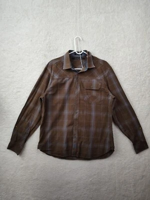 Sean John Men Shirt Extra Large Brown Plaid 100% Cotton Long Sleeve Tailored Fit - Image 1 of 4