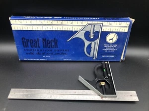Great Neck Combination Square 12" Vintage Steel Blade Made in USA c-12 NOS w/box - Bild 1 von 13