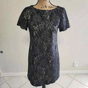 Anne Klein black lace statement sleeve dress size small - Picture 1 of 9