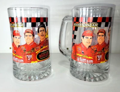 Lot 2 NASCAR Busch Series Slim Jim Racing #44 Large Glass Beer Stein 2000 - Image 1 of 3