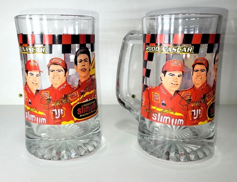 Lot 2 NASCAR Busch Series Slim Jim Racing #44 Large Glass Beer Stein 2000 Cover