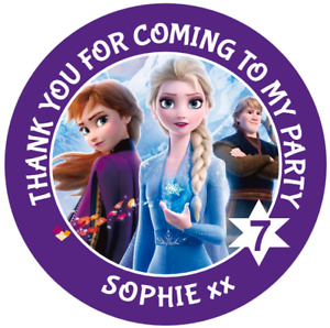 48 Personalised Party Bag Stickers ELSA ANNA FROZEN 40mm Sweet Cone Labels