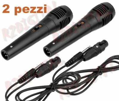 MICROFONO KARAOKE 2Pz PROFESSIONALE IN METALLO JACK 6,3mm COPPIA MICROFONI CANTO - Immagine 1 di 4