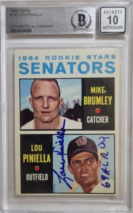 Tarjeta autógrafa de novato firmada por Lou Piniella 1964 Topps #167 con Roy RC BAS 10 automática - Imagen 1 de 2