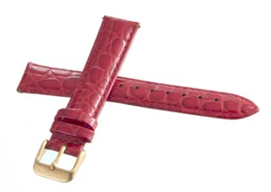 Invicta 18mm x 16mm Red Alligator Leather Watch Band Gold Tone Buckle - Picture 1 of 3