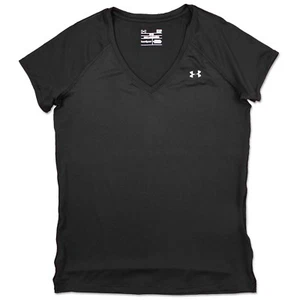 Under Armour Heatgear Women's Training Shirt Sport V-Neck Black XS-XL - Picture 1 of 2