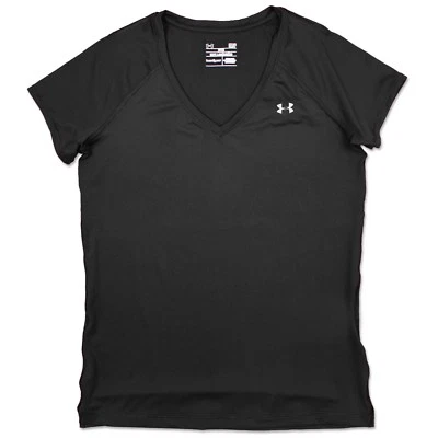 Under Armour Heatgear Women's Training Shirt Sport V-Neck Black XS-XL - Image 1 of 2