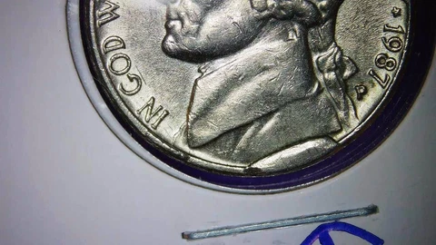 1987 p Jefferson nickel ERROR Cover