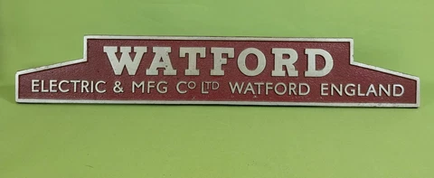 Great rare vintage Watford Electric industrial machine name plate plaque sign Cover