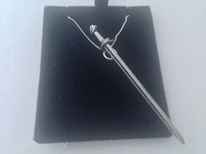 H8 Wikinger Schwert an einer 925 Sterling Silber Halskette Handarbeit 26 Zoll Kette - Bild 1 von 1