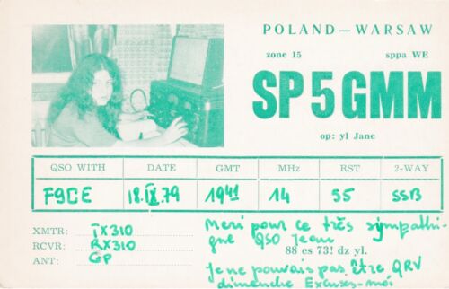 Z161 Carte QSL Radio Amateur Opérateur SP5GMM de Janina GUTKIEWICZ a WARSZAWA 