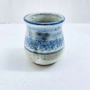 Studio Art Pottery Stoneware Vase blue Speckle Glaze Signed Eve - Picture 1 of 8
