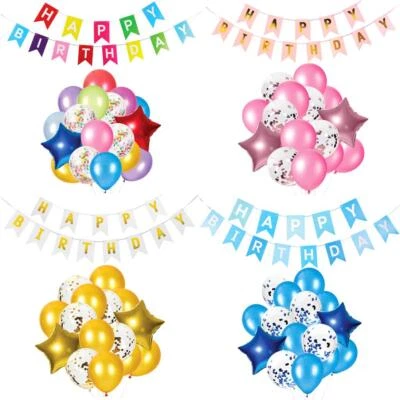 REDSTAR FANCY DRESS 27pc HAPPY BIRTHDAY BANNER BALLOON SET PARTY DECORATIONS BIRTHDAY BALLOONS