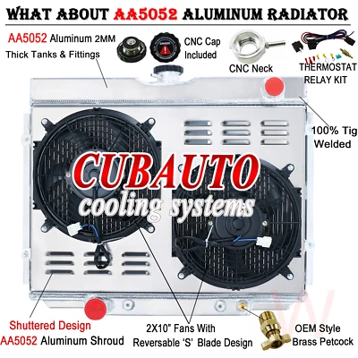 Ventilador de cubierta de radiador de 4 filas para Ford Mustang Falcon Mercury Cougar 1967-1970 V8. Foto 1 de 4